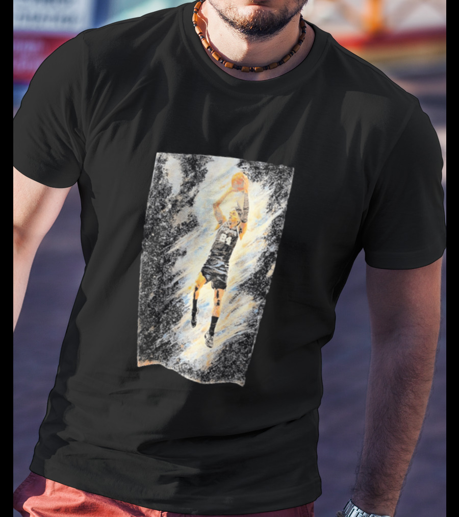 Devin Vassell 24 San Antonio Spurs Basketball Player In Iconic Action Pose T-Shirt