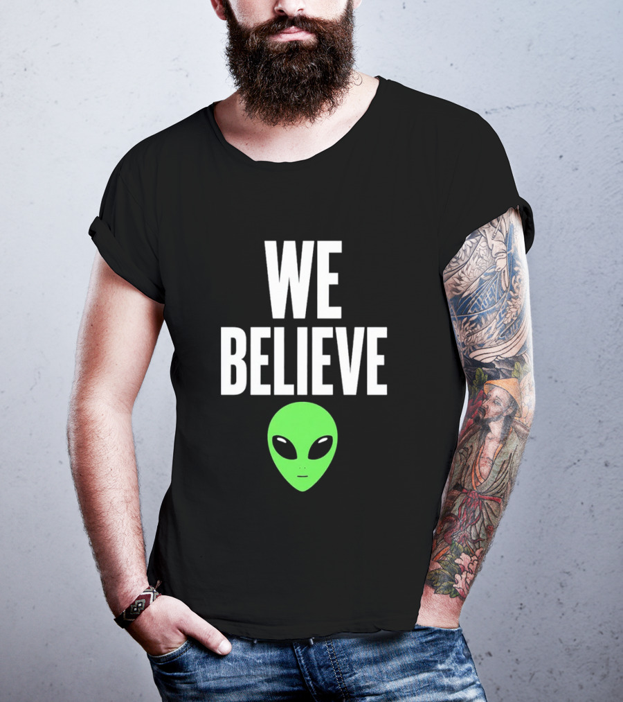 We Believe Alien Green Head Basketball Fans Go Spurs Go T-Shirt