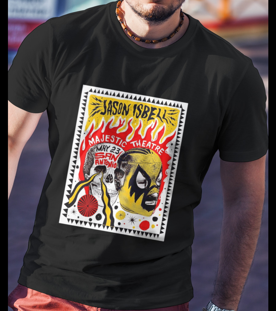 Jason Isbell May 23 San Antonio Majestic Theatre Skull And Mask T-Shirt