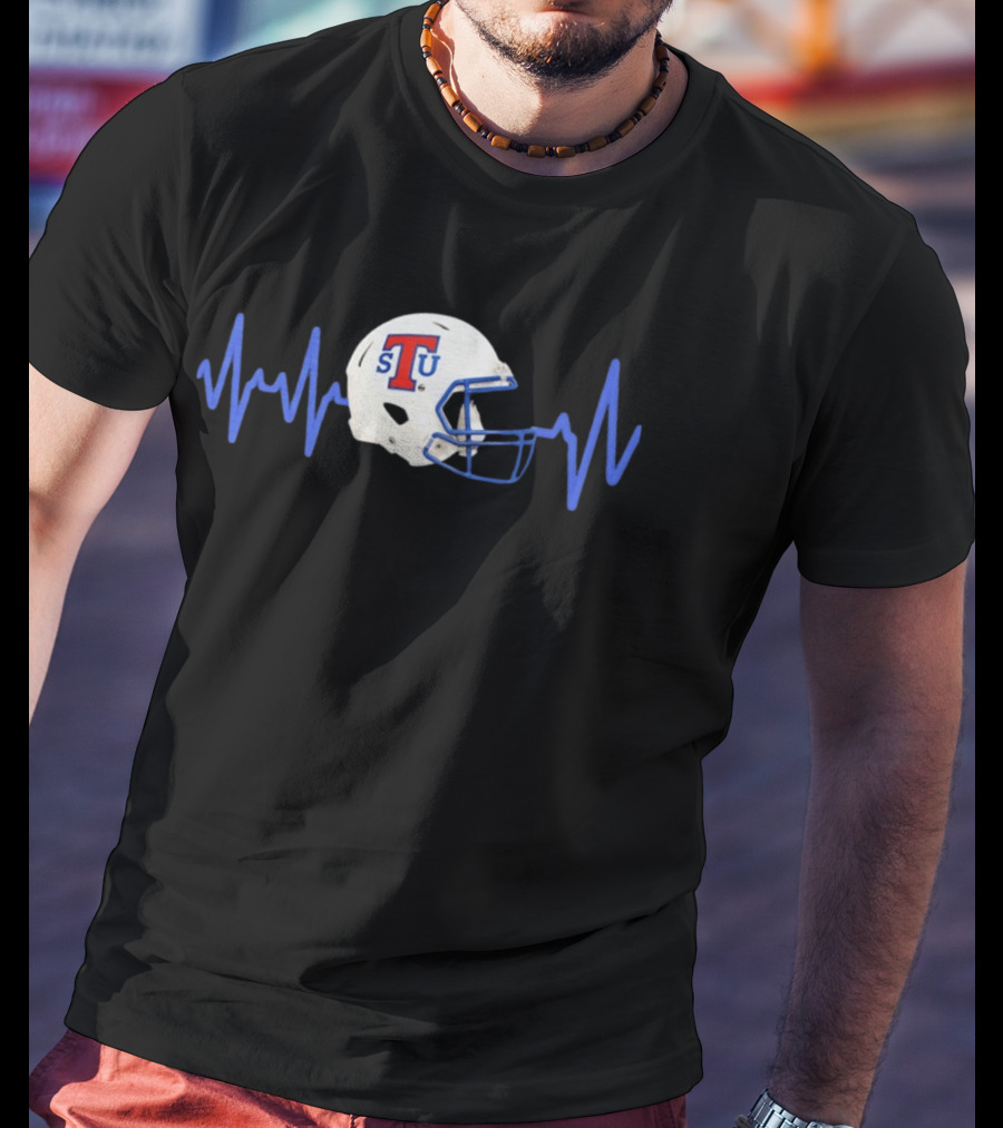 Louisiana Tech Bulldogs STU Football Helmet Heartbeat T-Shirt
