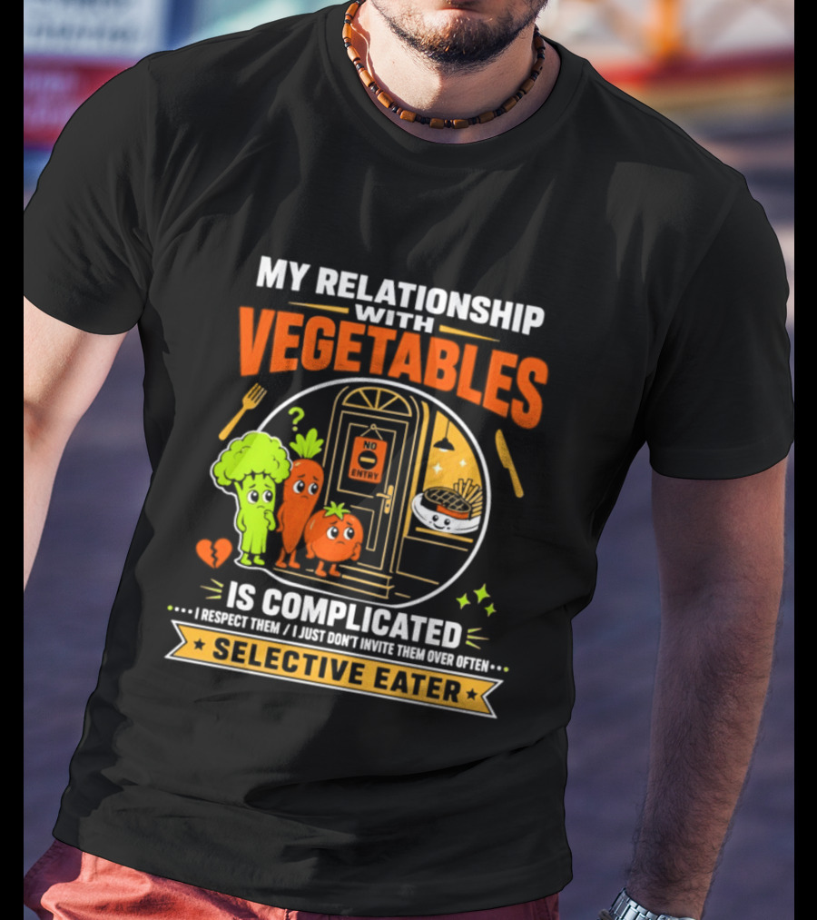 My Relationship With Vegetables Is Complicated Selective Eater Broccoli Carrot Humor T-Shirt