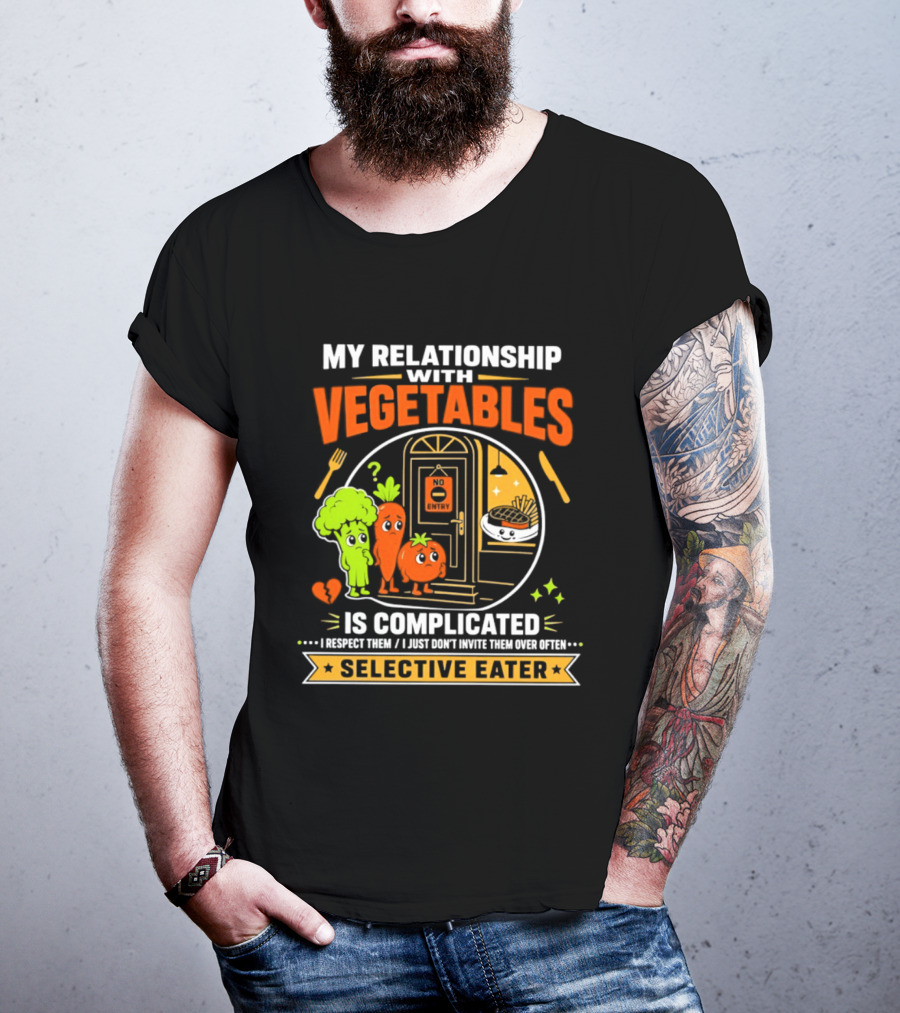 My Relationship With Vegetables Is Complicated Selective Eater Broccoli Carrot Humor T-Shirt