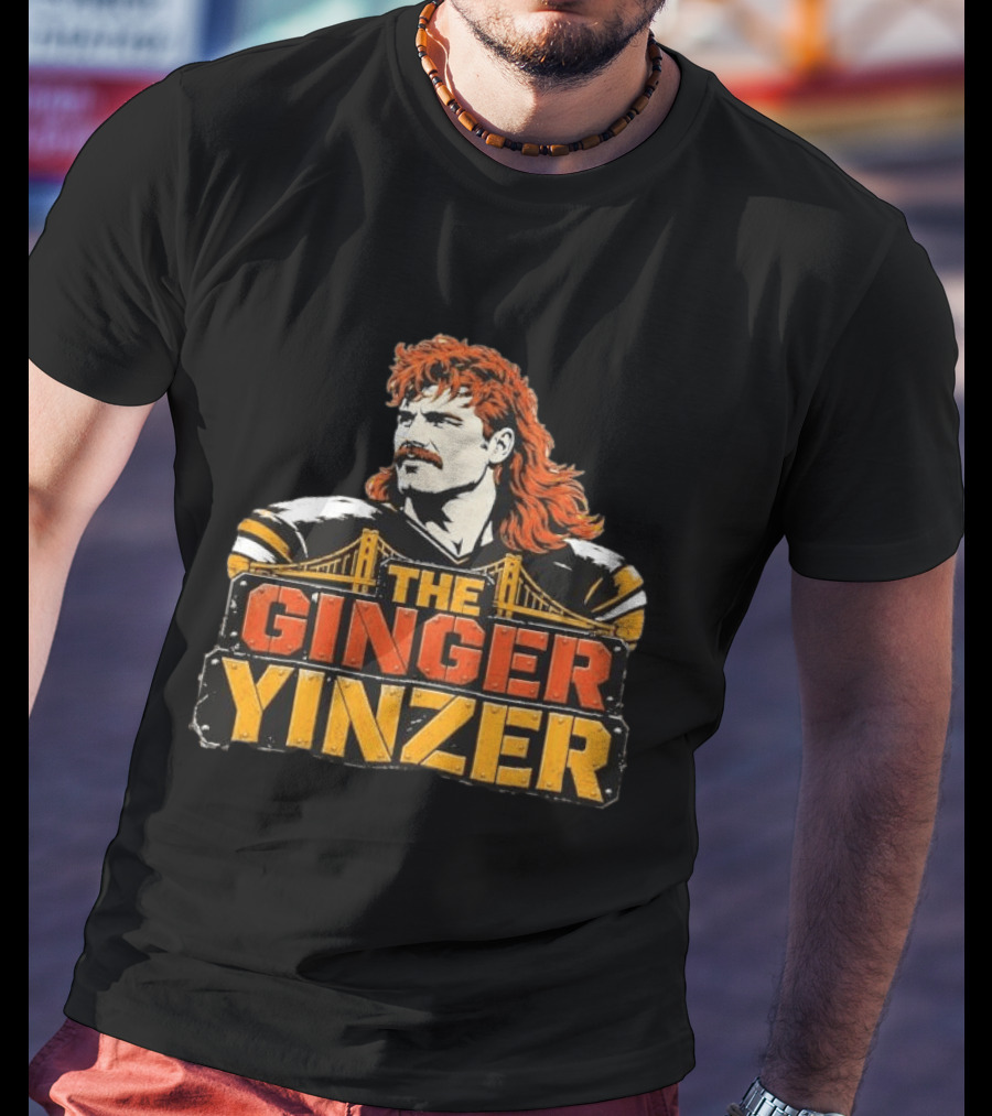 The Ginger Yinzer Pittsburgh Steel City Sports Icon With Red Hair And Mustache T-Shirt