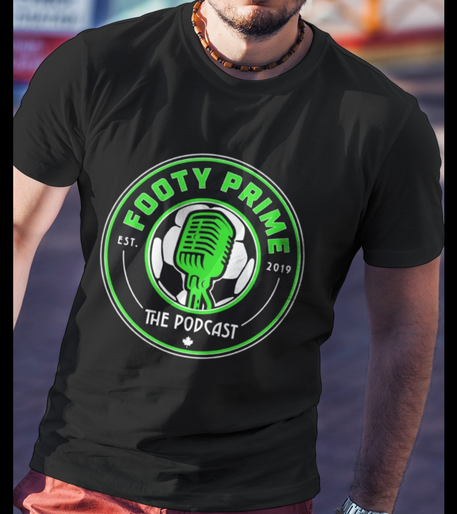 Footy Prime Podcast Est 2019 Soccer Microphone T-Shirt