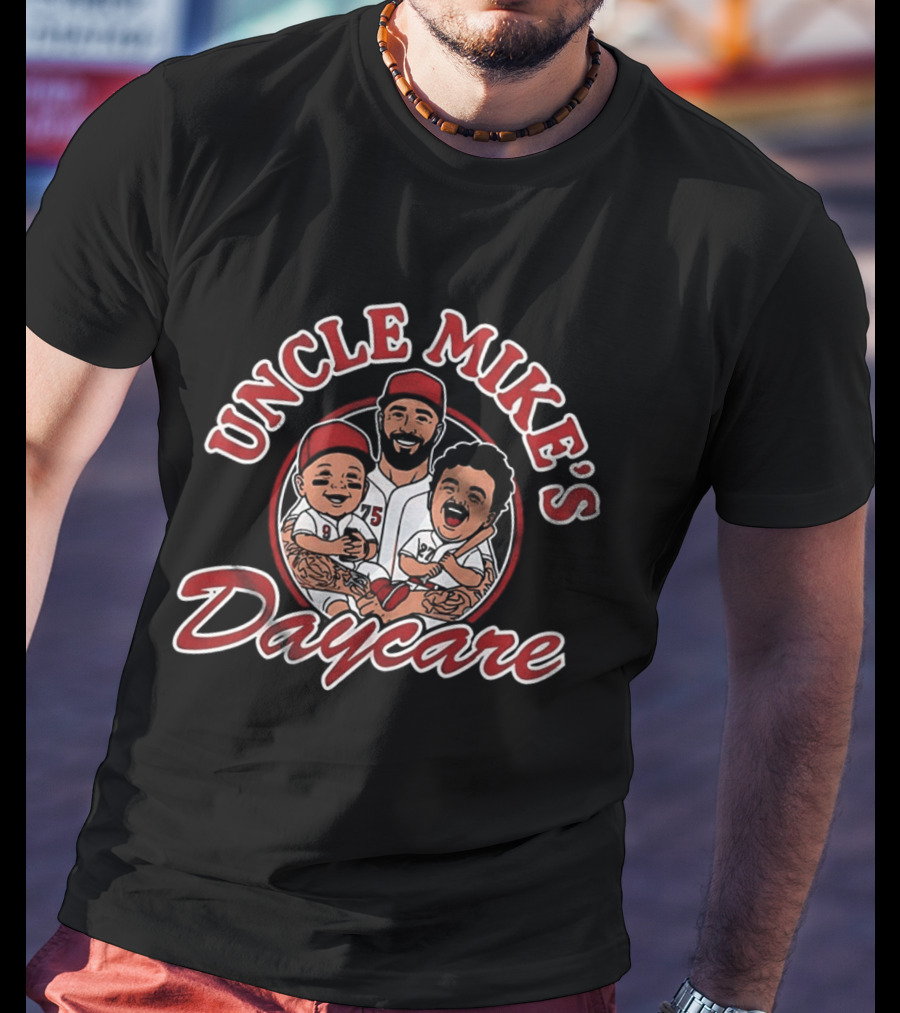 Uncle Mike's Daycare Cincinnati Reds Baseball Player And Kids T-Shirt
