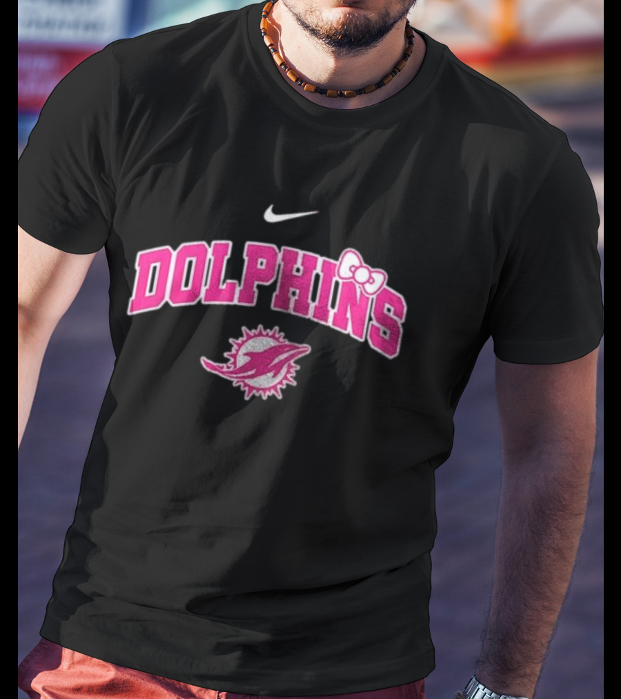Miami Dolphins X Hello Kitty Her Fight Is Our Fight Pink Out T-Shirt
