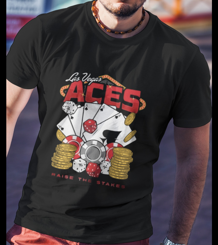 Las Vegas Aces Raise The Stakes Five Of A Kind Poker T-Shirt