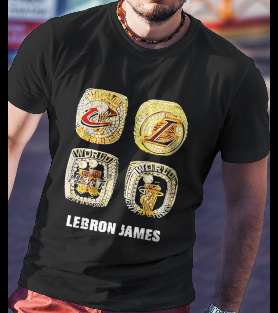 Lebron James World Rings Cleveland Los Angeles 2026 T-Shirt