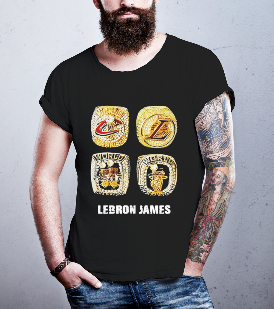 Lebron James World Rings Cleveland Los Angeles 2026 T-Shirt