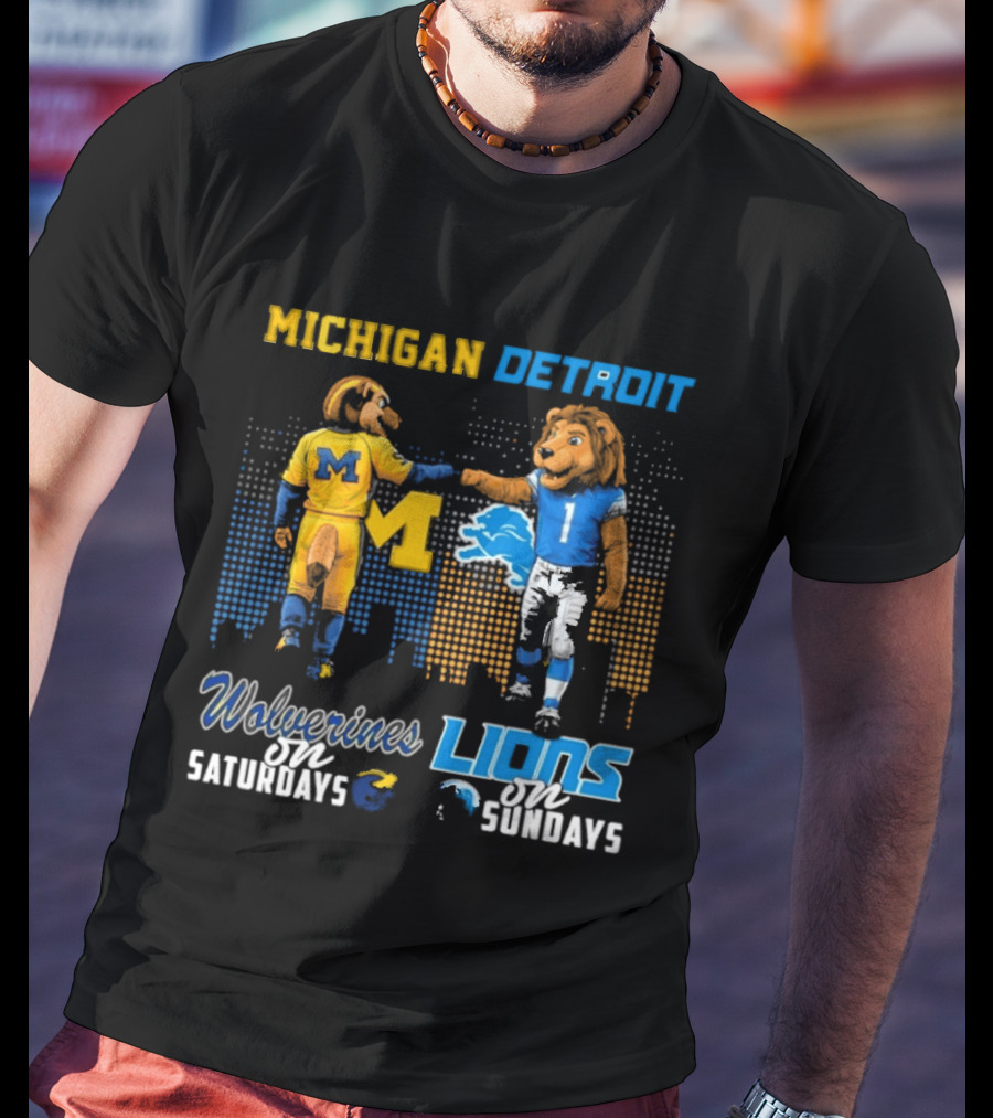 Michigan Wolverines Detroit Lions Fist Bump Saturdays Sundays T-Shirt