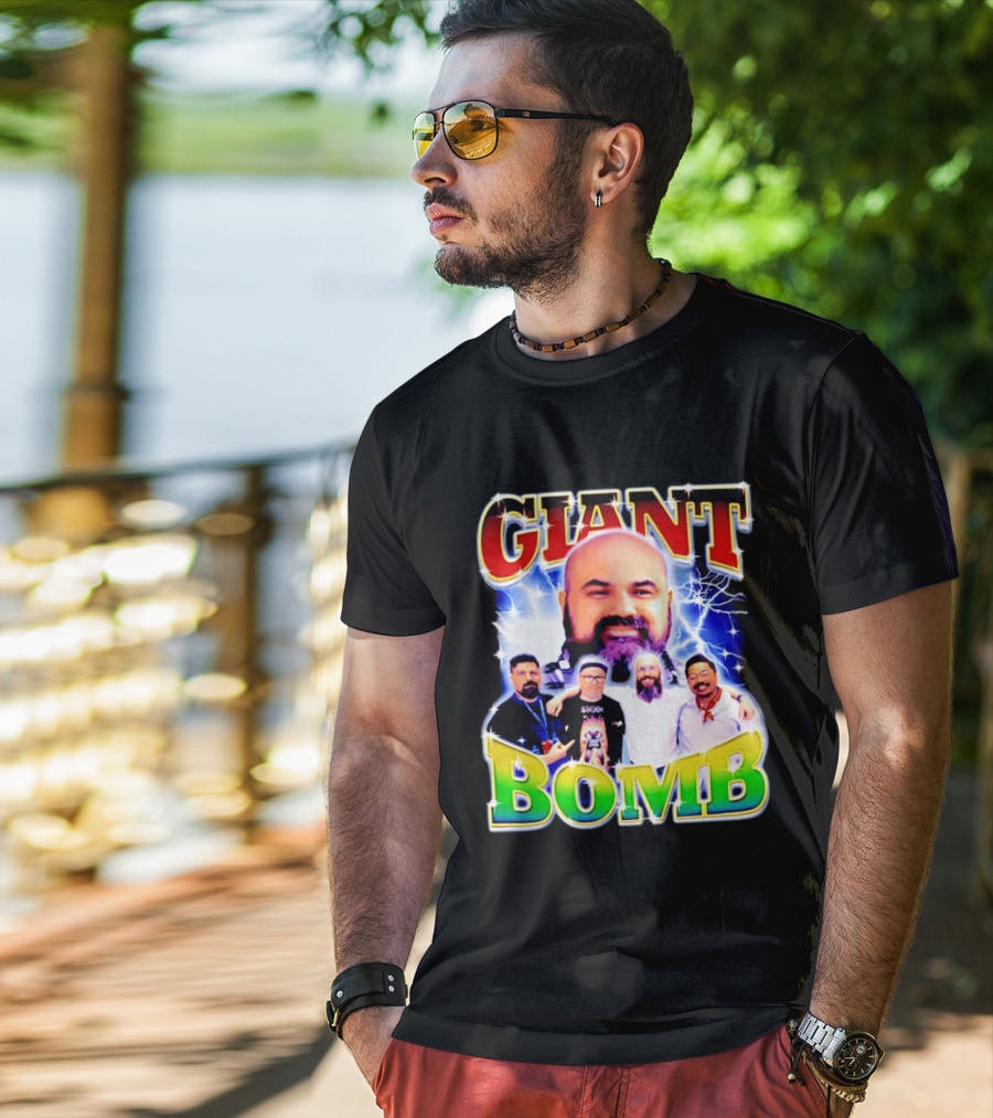 Giant Bomb Crew With Lightning Background 2026 T-Shirt