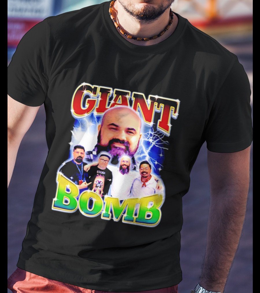 Giant Bomb Crew With Lightning Background 2026 T-Shirt