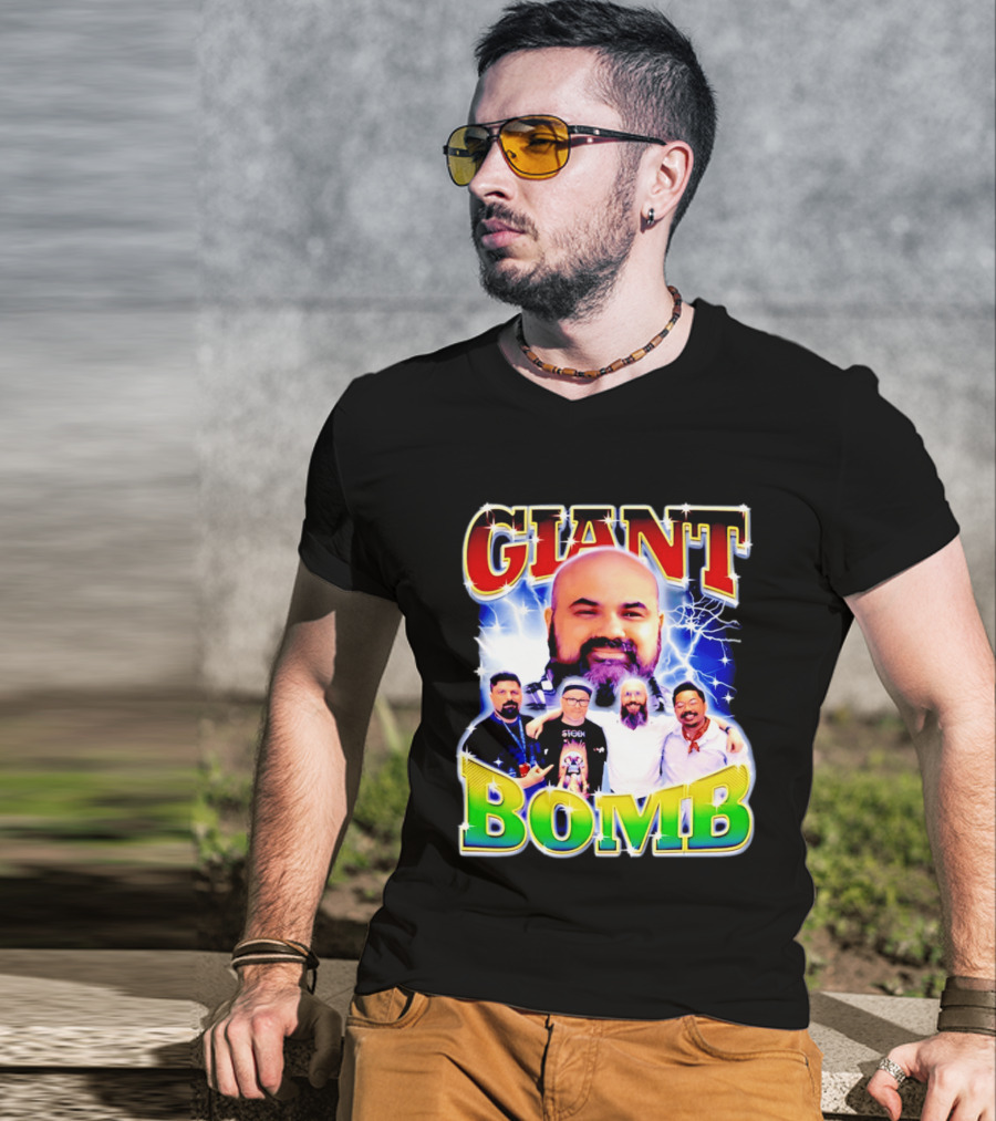 Giant Bomb Crew With Lightning Background 2026 T-Shirt