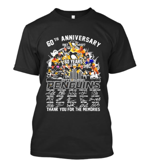 Pittsburgh Penguins 60th Anniversary 1967 2027 Thank You For The Memories Icons And Autographs T-Shirt