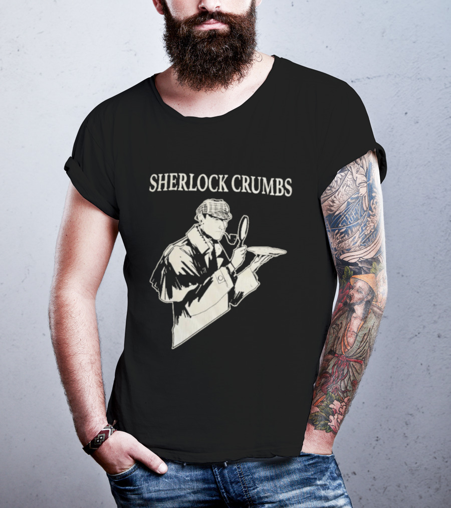 Sherlock Crumbs Detective Magnifying Glass Pipe T-Shirt