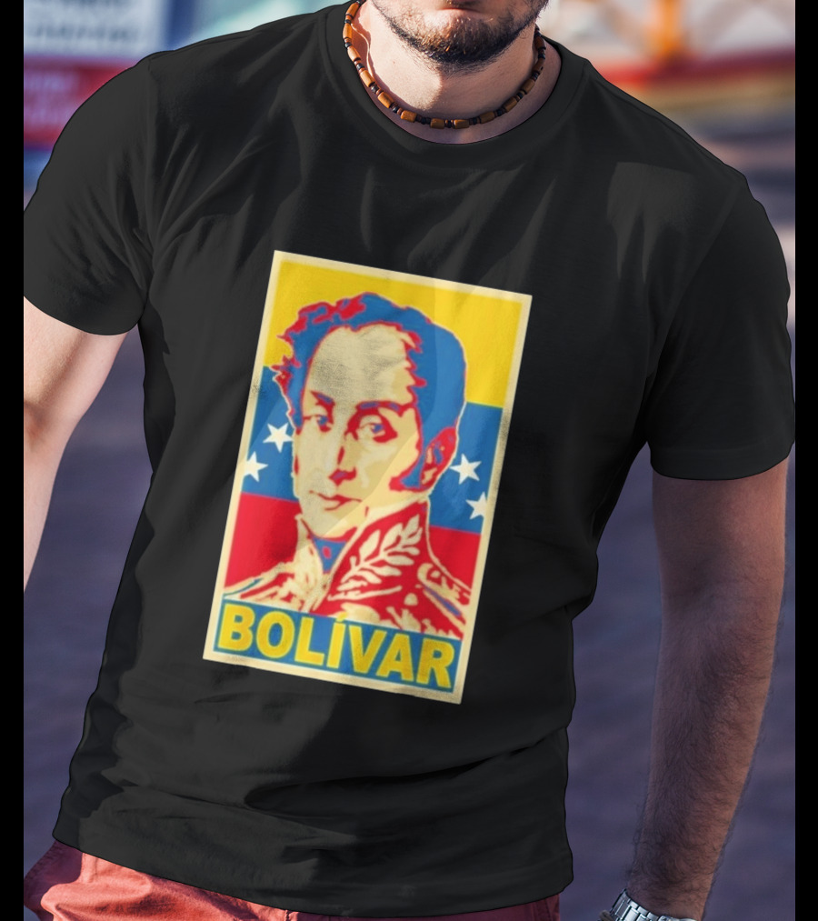 Bolivar Portrait Venezuelan Flag Colors Stars T-Shirt