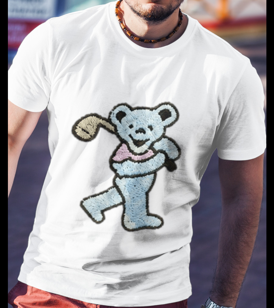 2026 Grateful Dead Bear Golf Embroidered Patch T-Shirt