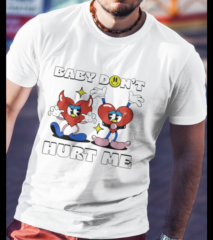 Baby Don't Hurt Me Heart Characters With Smile Emoji T-Shirt