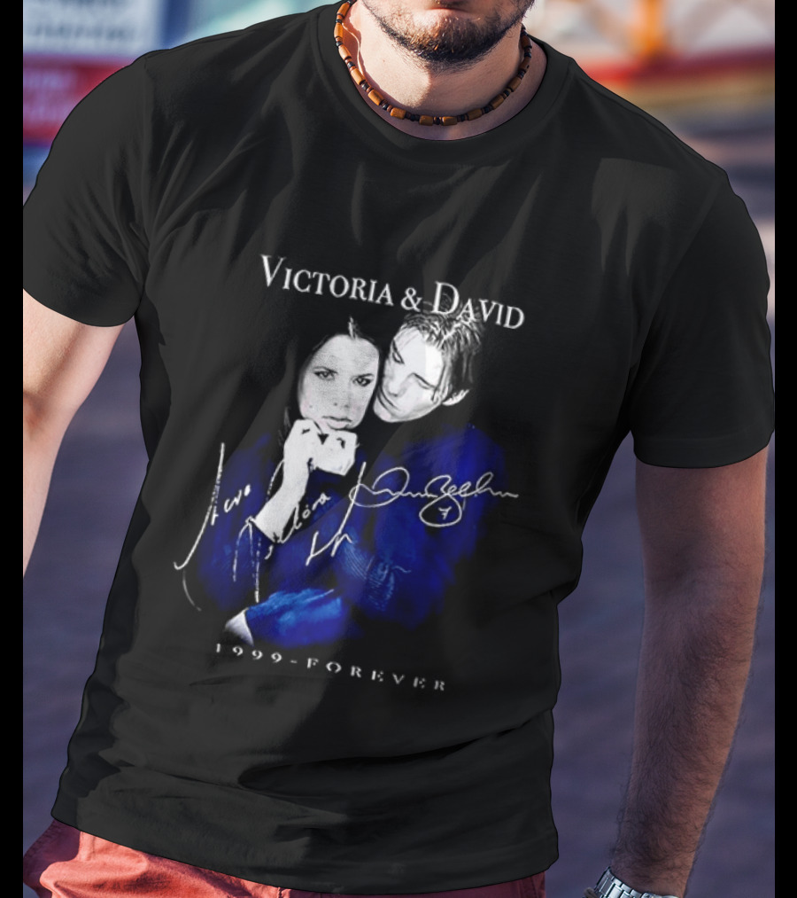 Victoria And David Beckham 1999 Forever Signatures T-Shirt