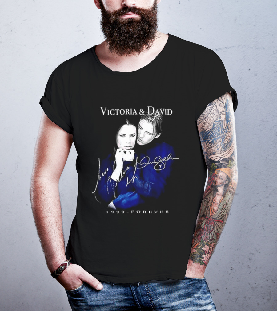 Victoria And David Beckham 1999 Forever Signatures T-Shirt