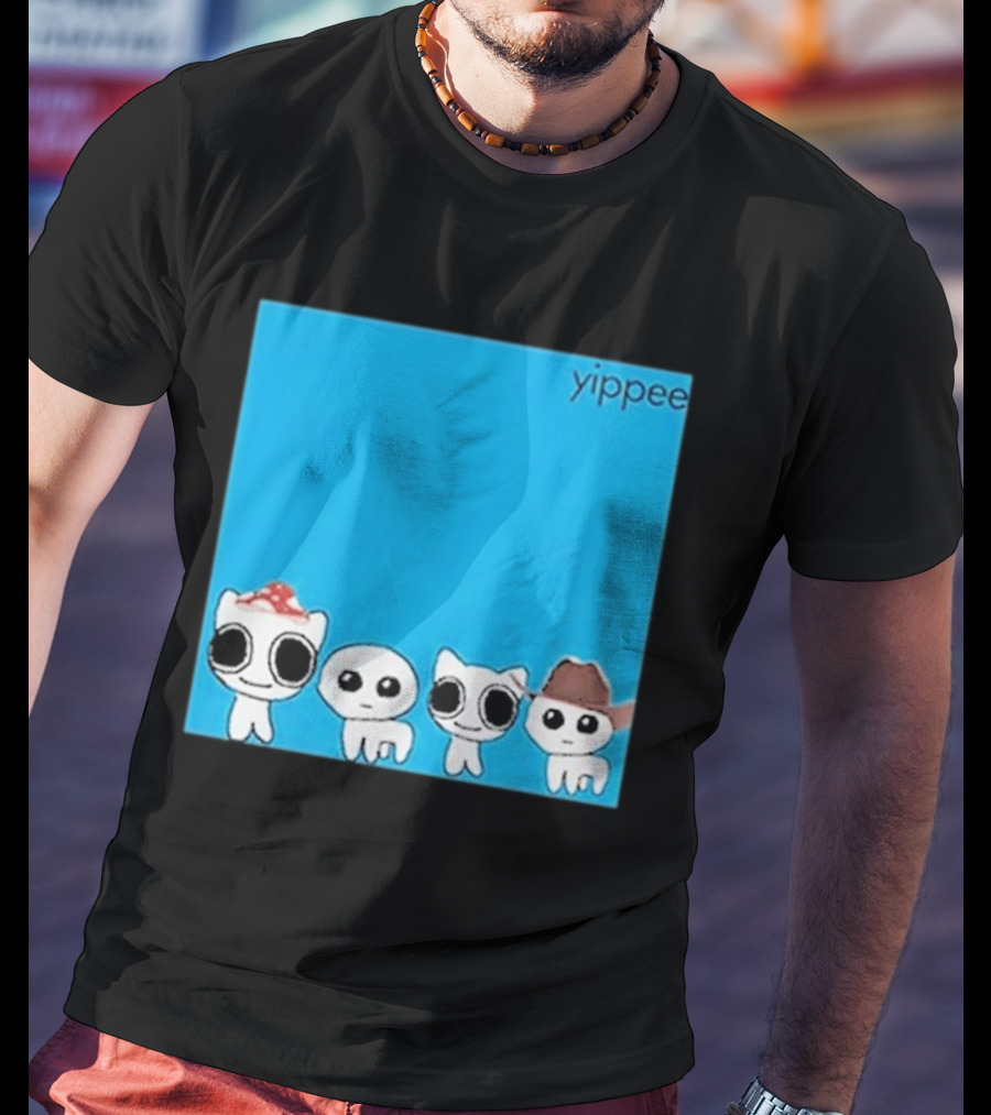 Yippee Blue Album Cringey Cartoon Characters With Cowboy And Chef Hats T-Shirt