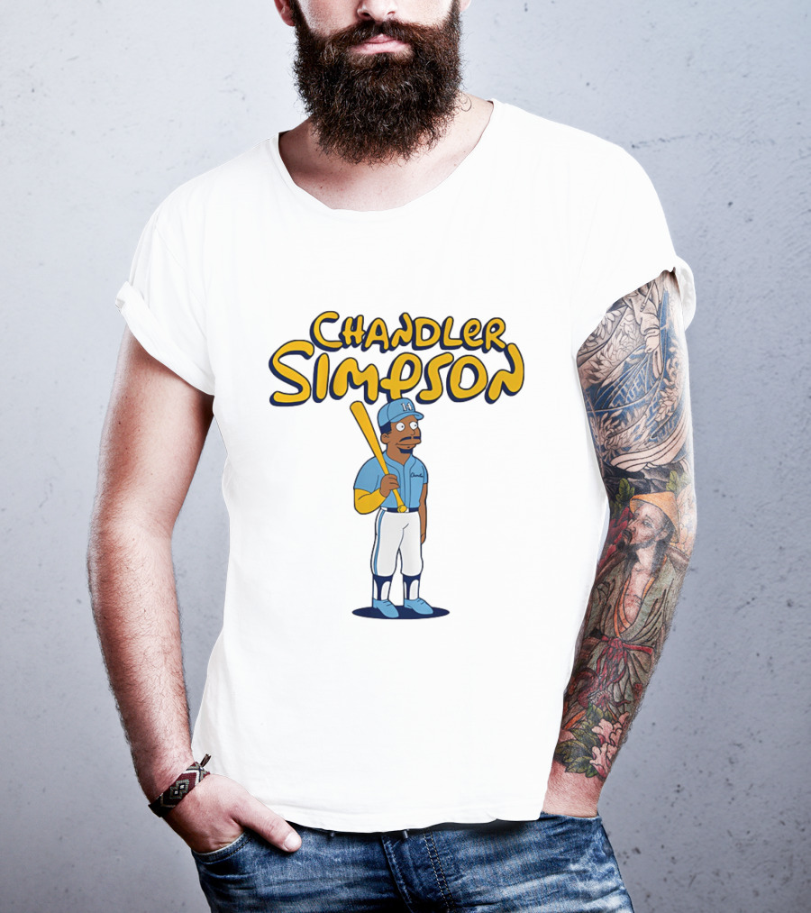 Chandler Simpson Baseball Cartoon T-Shirt