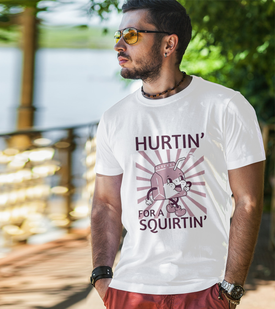 Hurtin' For A Squirtin' Milk Carton Retro Cartoon T-Shirt