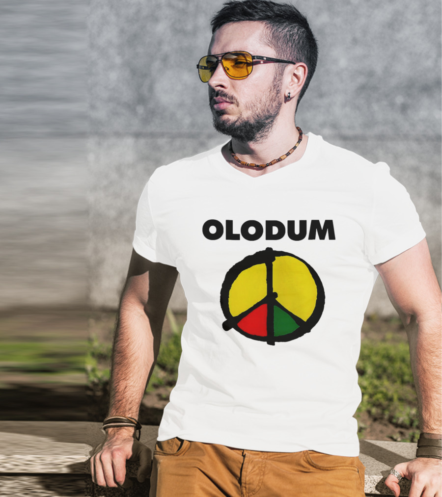 Michael Olodum Peace Symbol Red Yellow Green T-Shirt