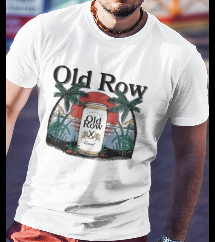 Old Row Cerveza Palm Sunset Beach Scene T-Shirt