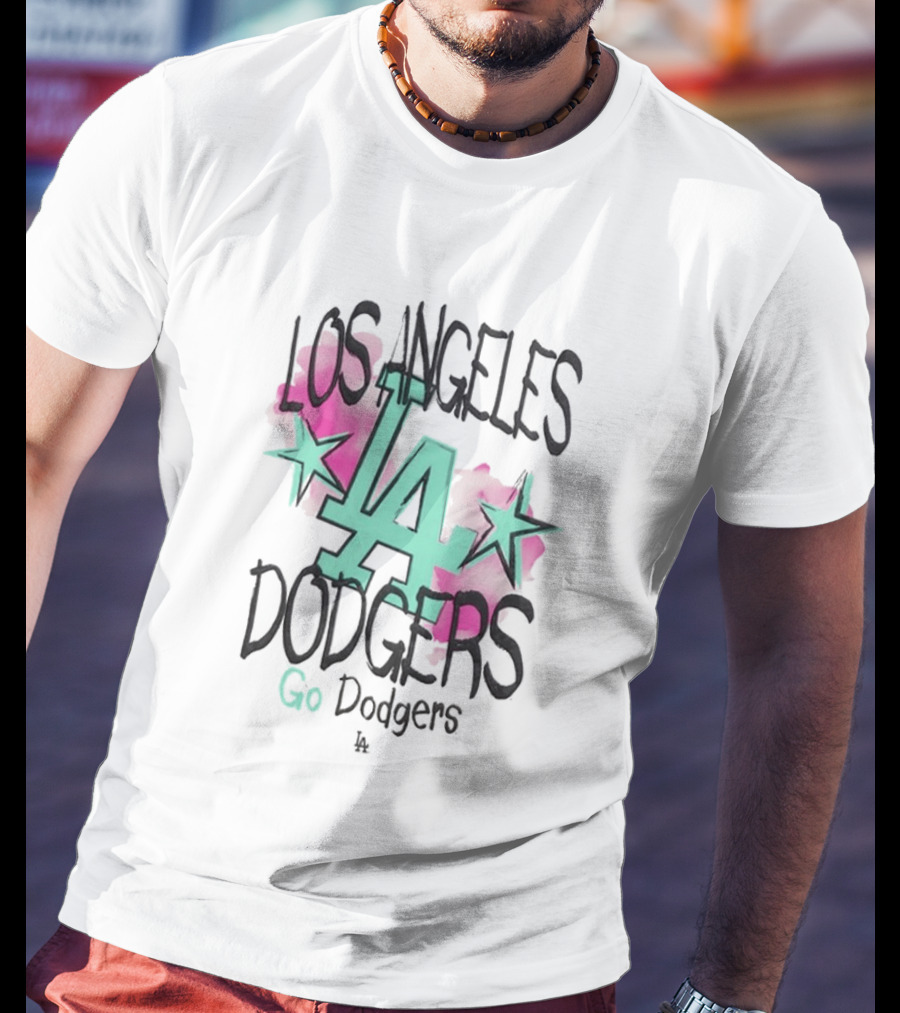 Los Angeles Dodgers LA Watercolor Stars Go Dodgers T-Shirt