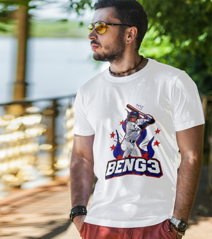 BENG3 Baseball Player Pinstripe Jersey Crown Stars T-Shirt