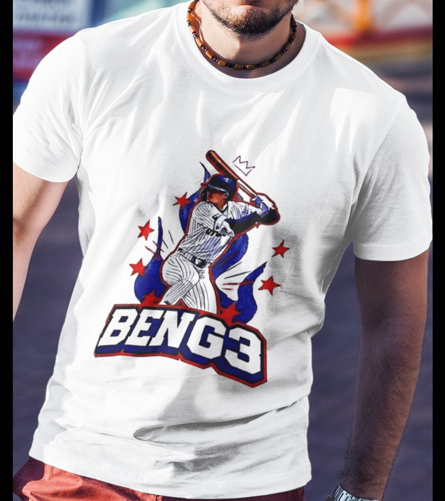 BENG3 Baseball Player Pinstripe Jersey Crown Stars T-Shirt