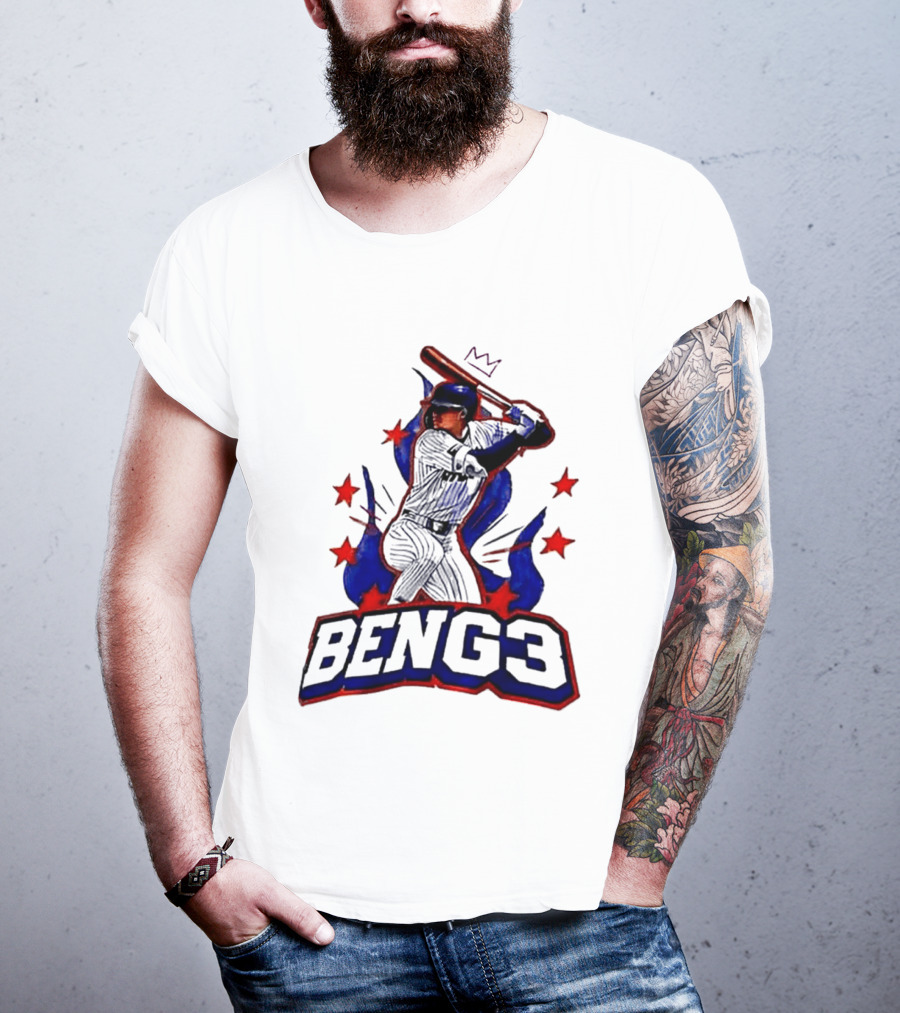 BENG3 Baseball Player Pinstripe Jersey Crown Stars T-Shirt
