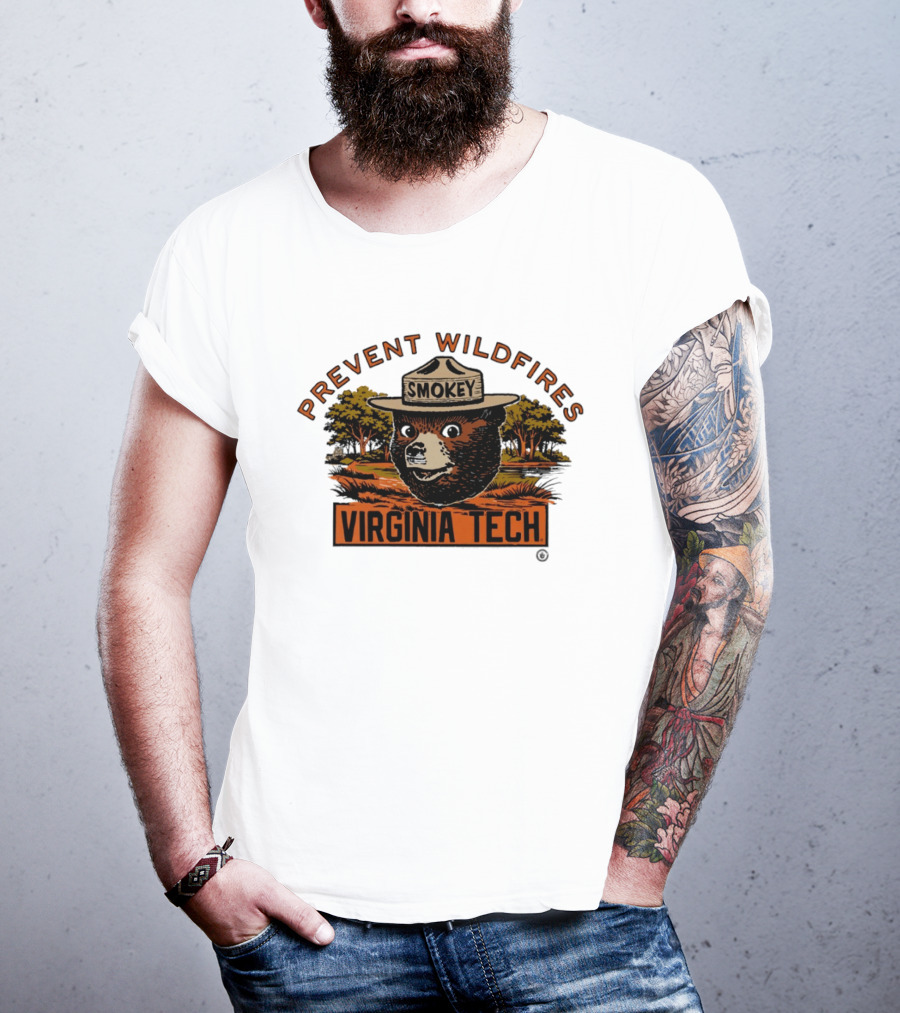 Smokey Bear Virginia Tech Prevent Wildfires Collaboration T-Shirt