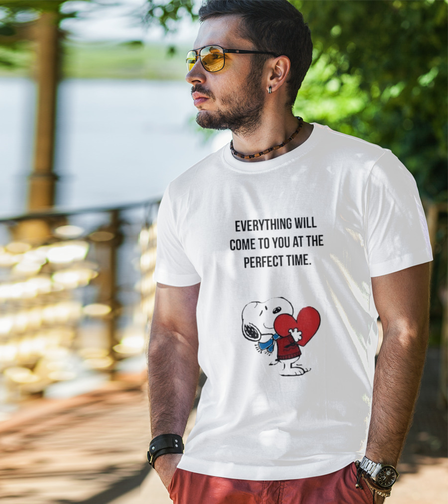 Snoopy Peanuts Everything Will Come To You At The Perfect Time Red Heart T-Shirt