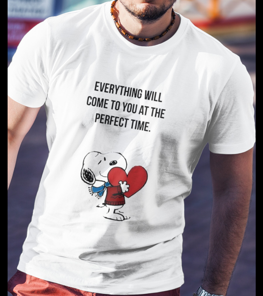 Snoopy Peanuts Everything Will Come To You At The Perfect Time Red Heart T-Shirt