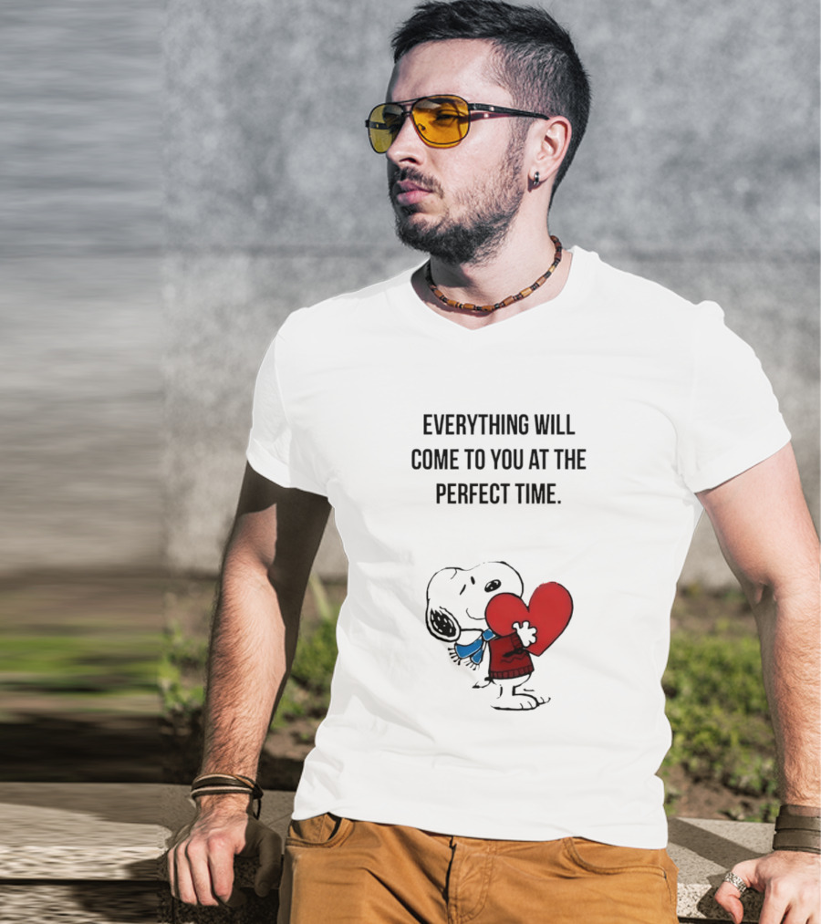 Snoopy Peanuts Everything Will Come To You At The Perfect Time Red Heart T-Shirt