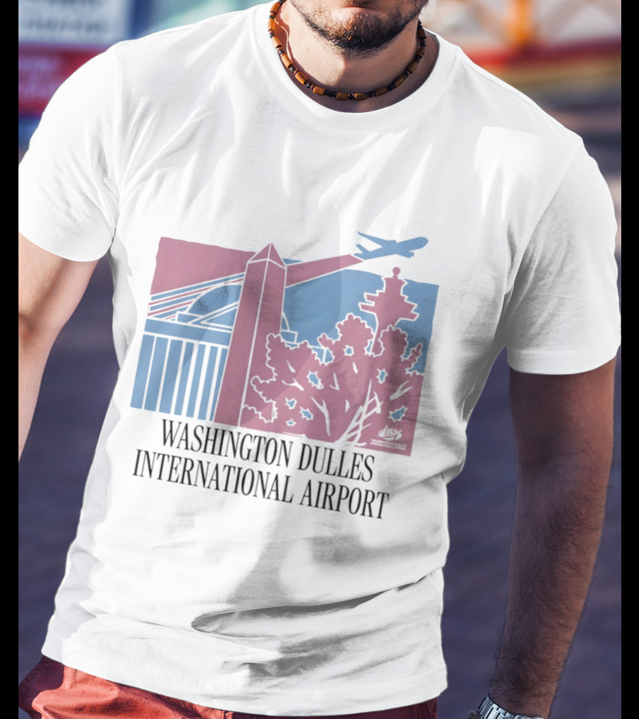 Washington Dulles International Airport Airplane And Monument Scene T-Shirt