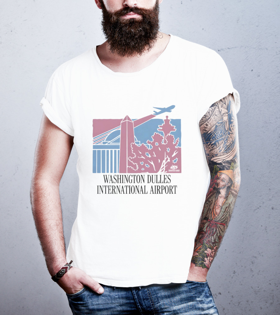 Washington Dulles International Airport Airplane And Monument Scene T-Shirt