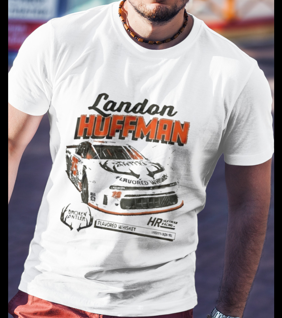 Landon Huffman 2026 Get Bucked Broken Antler Flavored Whiskey Racing Car T-Shirt