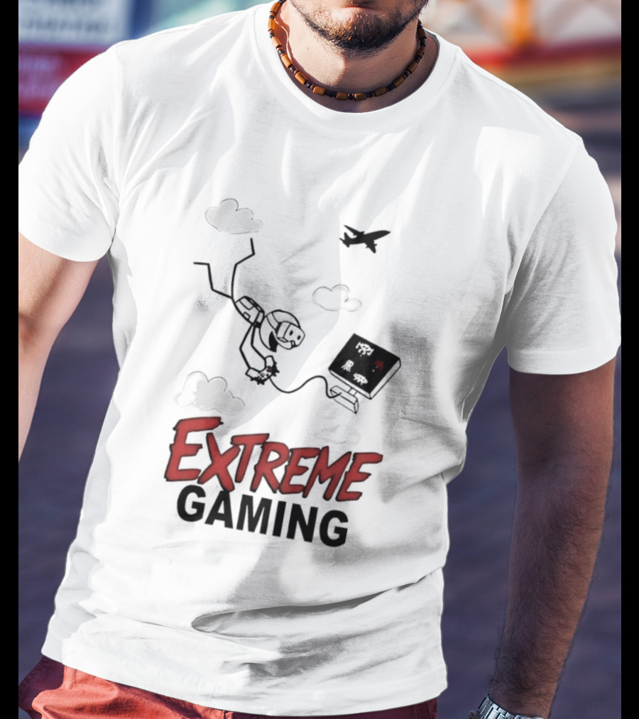 Boys Extreme Gaming Adventure Controller Clouds Plane T-Shirt