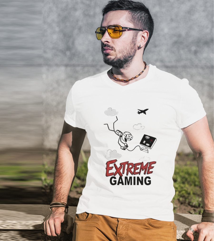 Boys Extreme Gaming Adventure Controller Clouds Plane T-Shirt