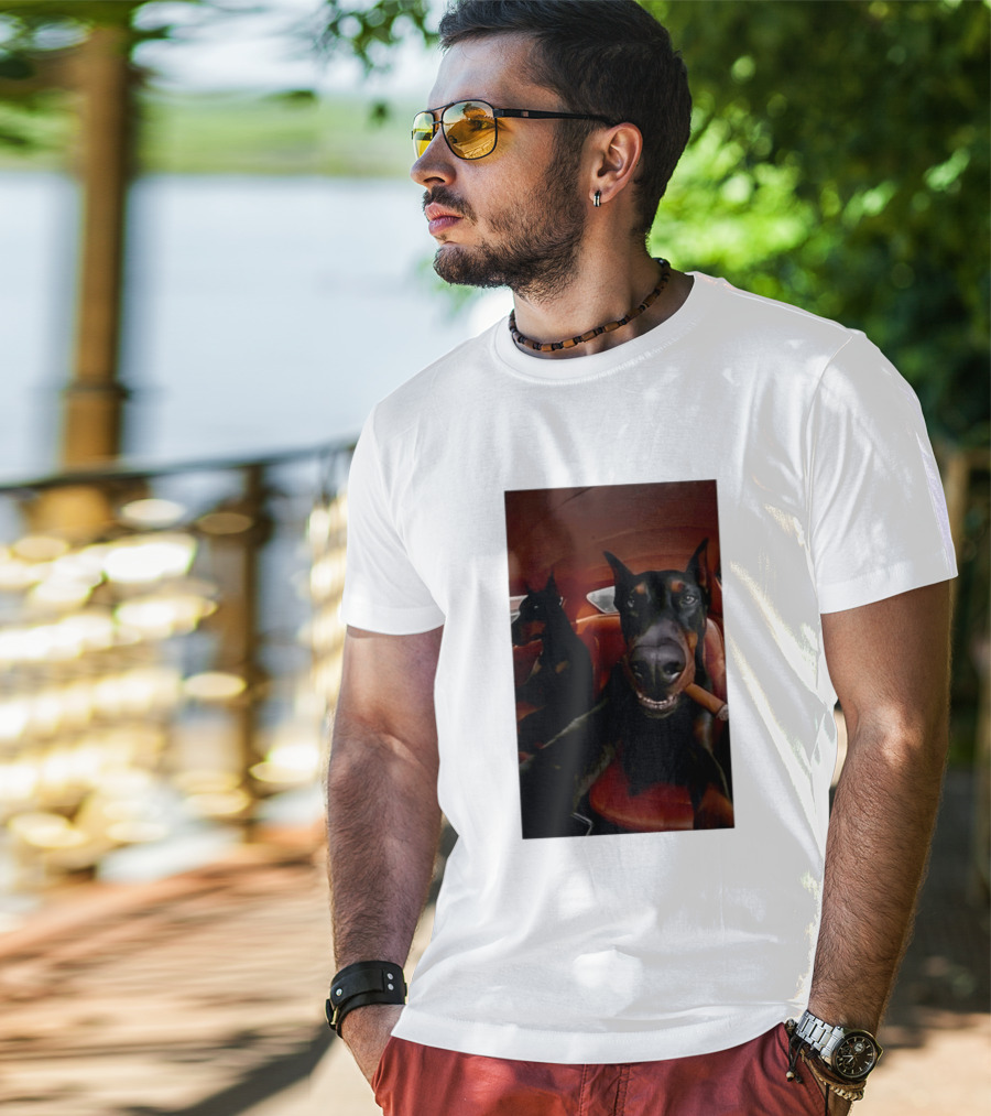 Doberman Smoking Cigar In Car Selfie T-Shirt