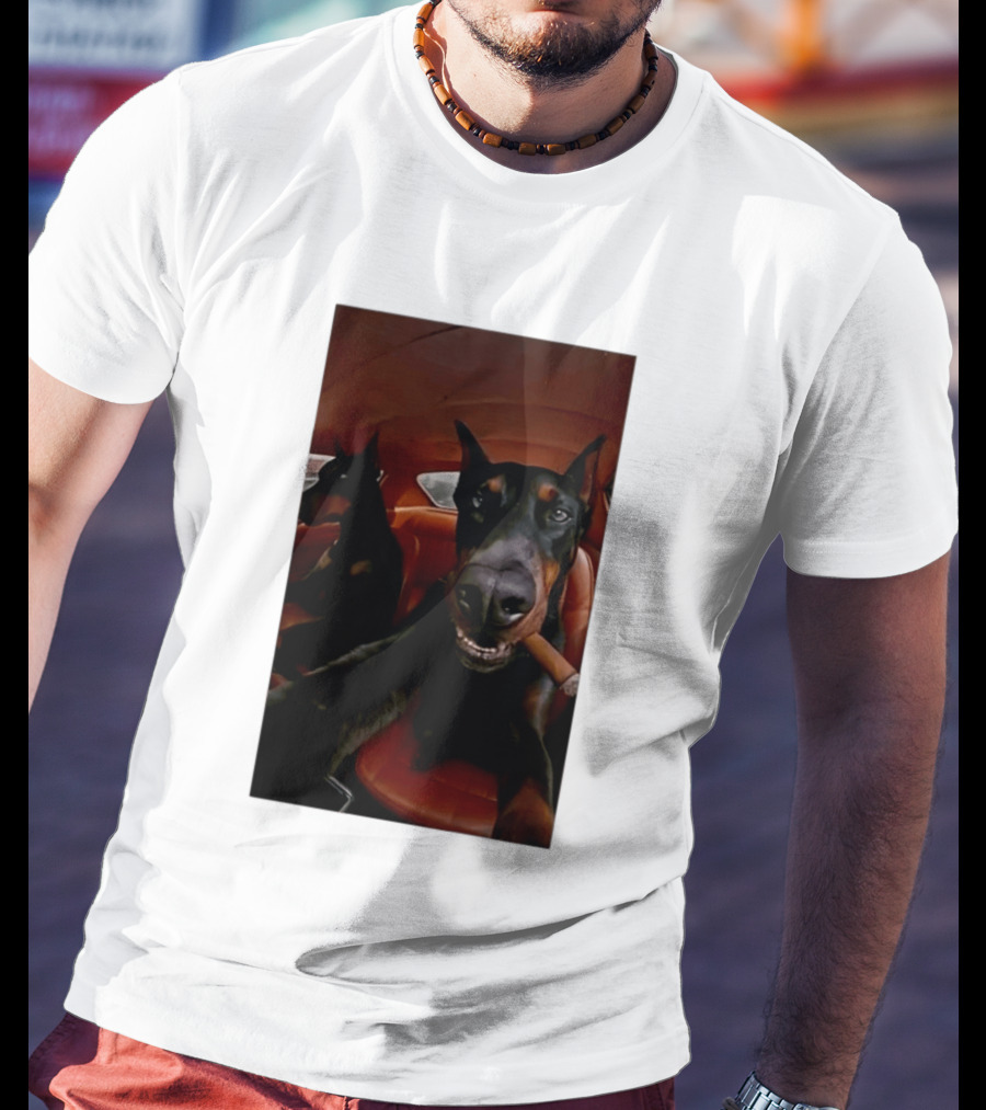 Doberman Smoking Cigar In Car Selfie T-Shirt