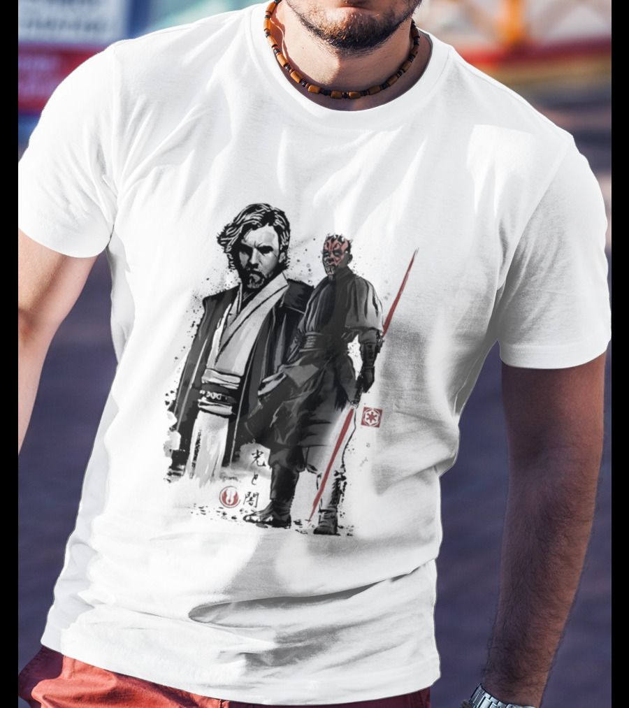 Fueled By Hatred And Revenge Obi Wan Kenobi Darth Maul Japanese Sumi E T-Shirt