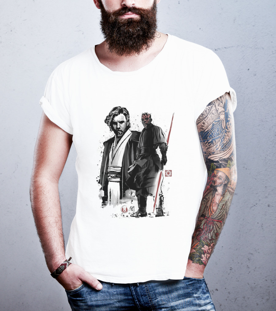 Fueled By Hatred And Revenge Obi Wan Kenobi Darth Maul Japanese Sumi E T-Shirt
