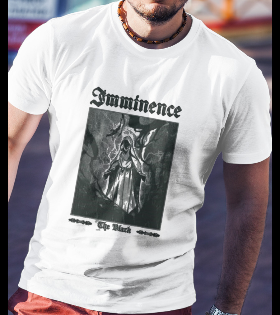 Imminence The Black Oracle Cloaked Figure With Lightning And Trees T-Shirt