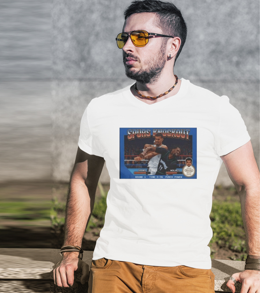 Original Spurs Knockout Official Wemby Spurs Vs Wolves Round 1 Time Punch Power T-Shirt