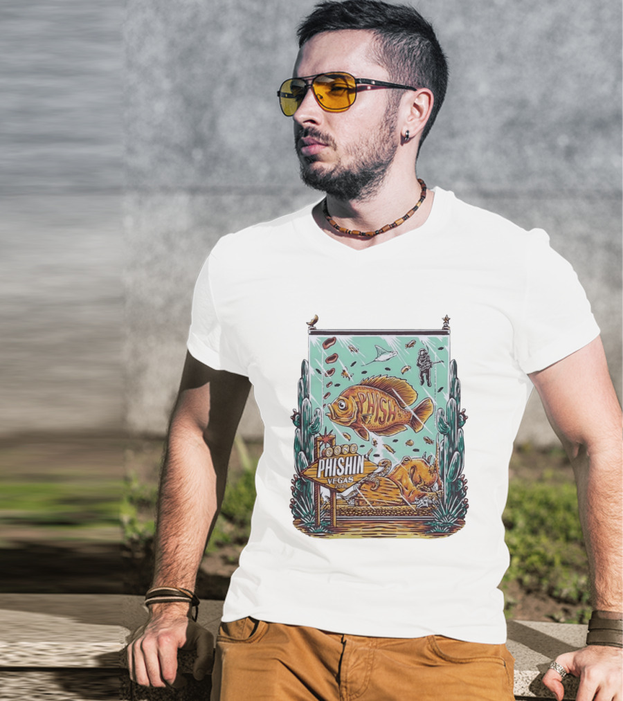 Gone Phishin Vegas 2026 Colorful Fish And Cactus Scene T-Shirt