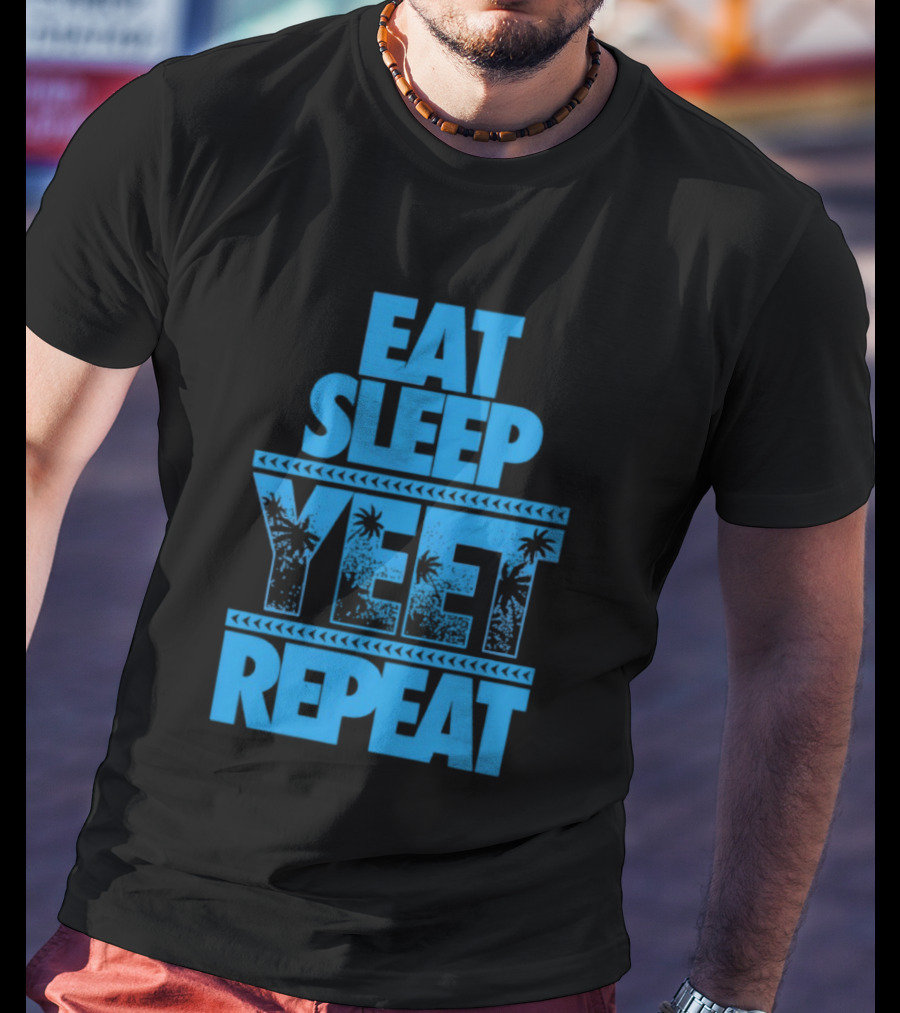 Eat Sleep Yeet Repeat WWE Jey Uso Blue Tropical T-Shirt